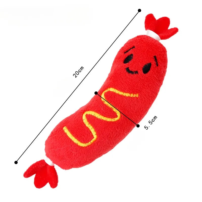 Jouet peluche sonore hot-dog pour chien