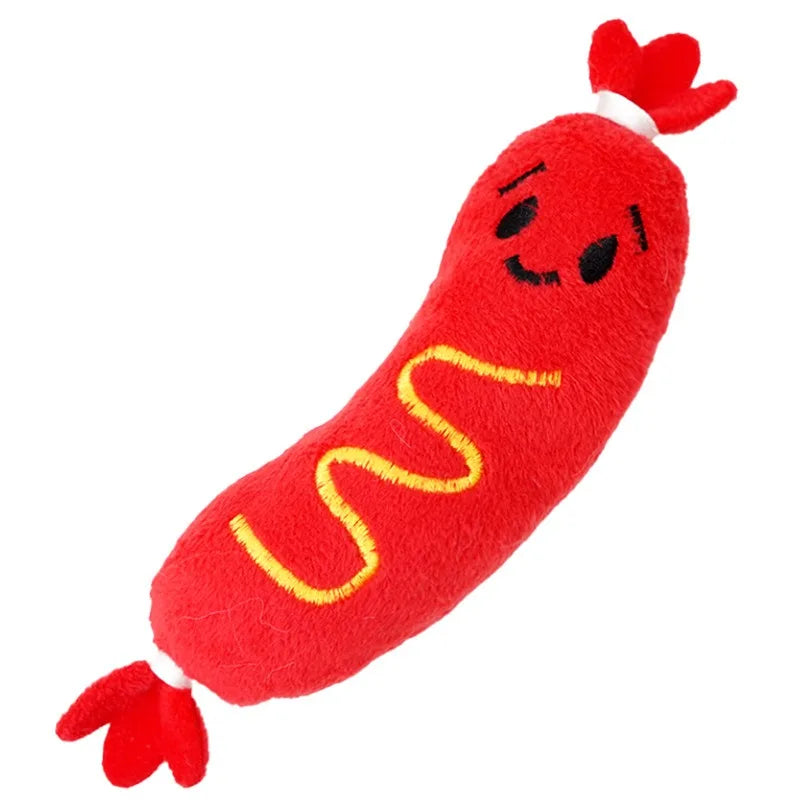 Jouet peluche sonore hot-dog pour chien