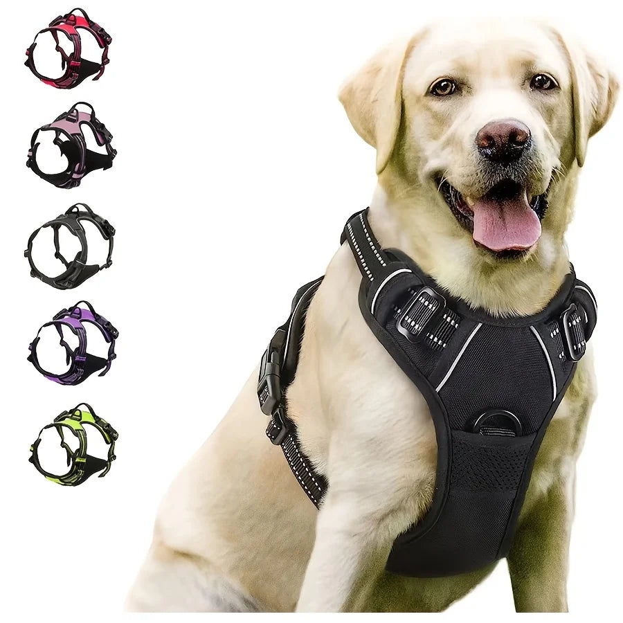 Harnais anti-traction réfléchissant avec poignée pour chien