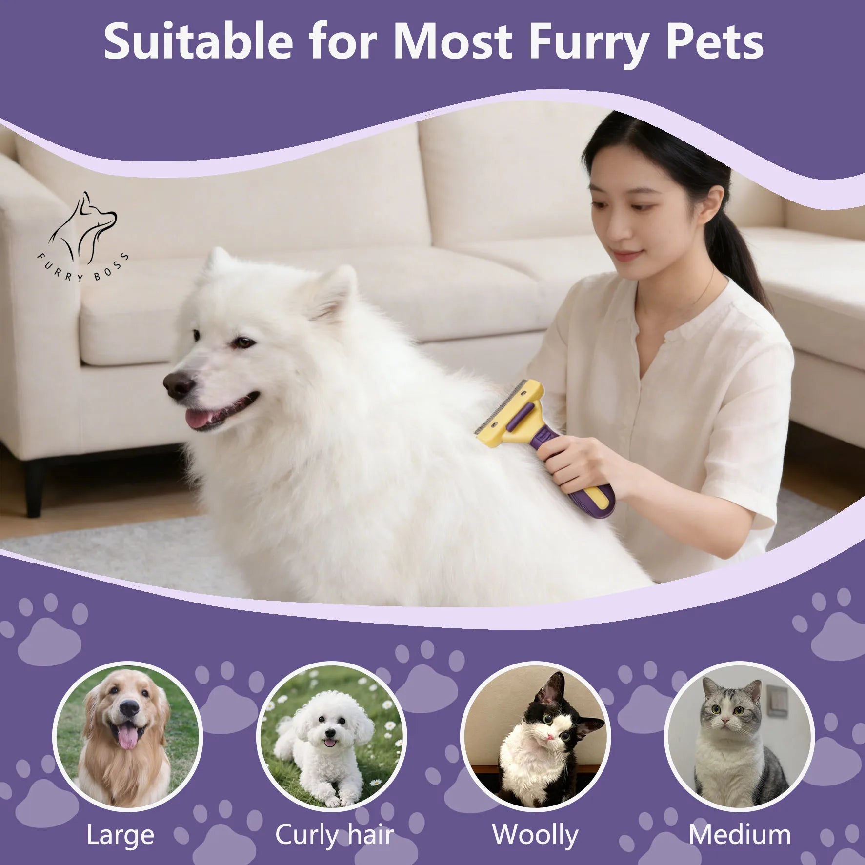 Peigne anti-mue pour chien et chat - Brosse de toilettage