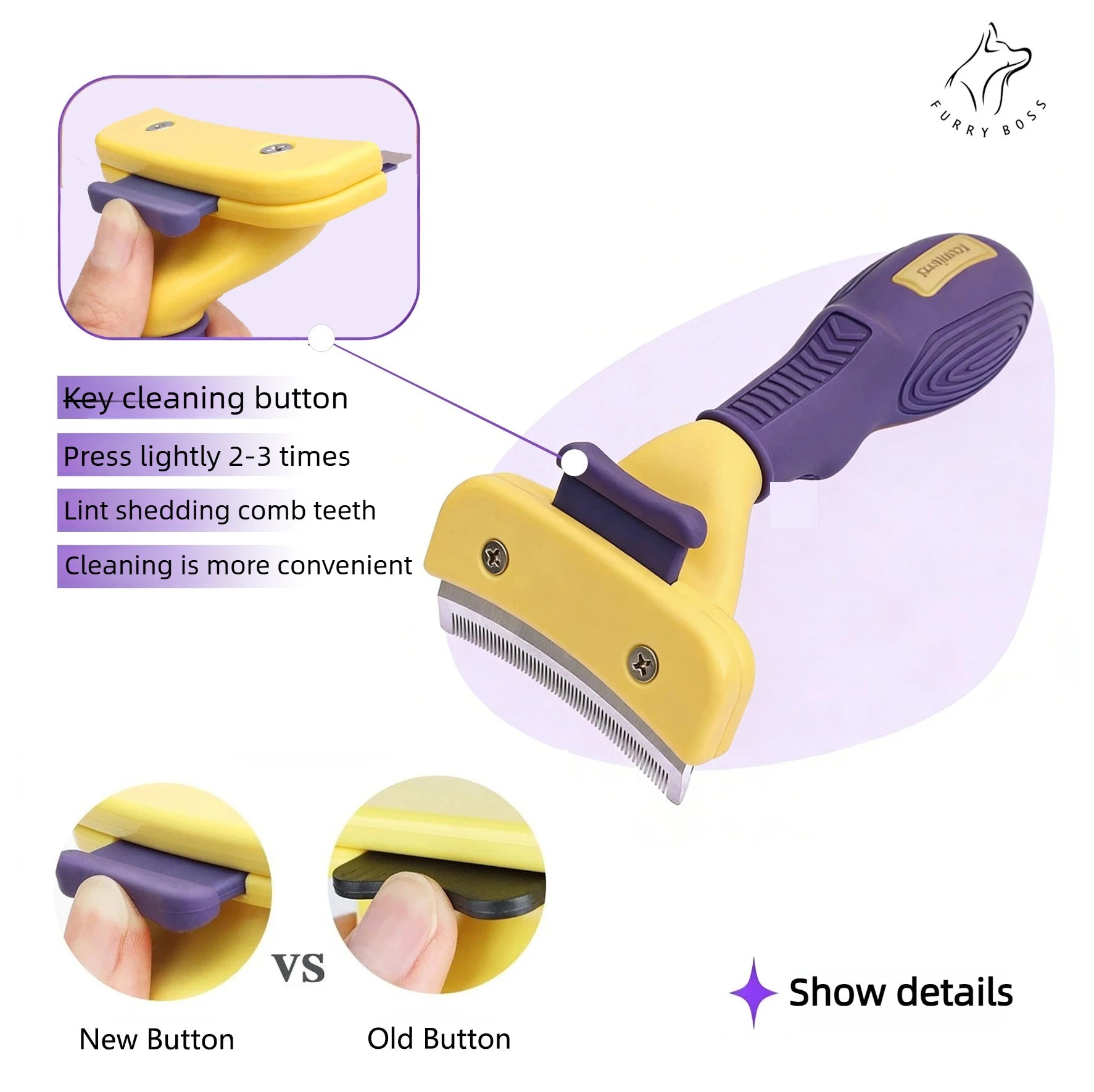Peigne anti-mue pour chien et chat - Brosse de toilettage