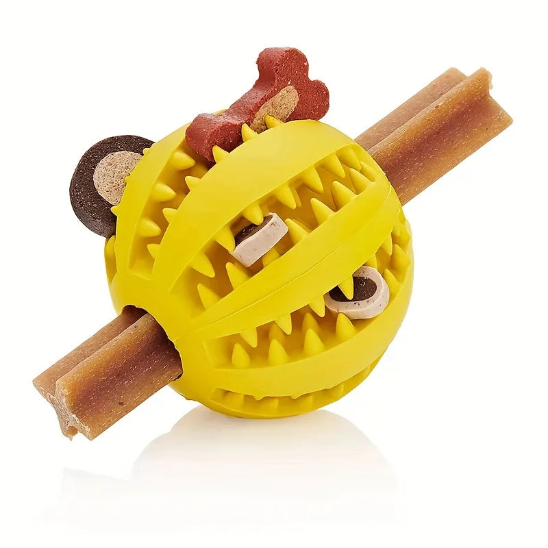 Balle distributeur de croquettes en caoutchouc pour chien