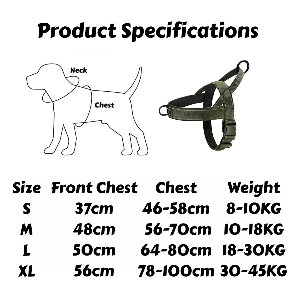 Harnais tactique anti-traction pour grand chien