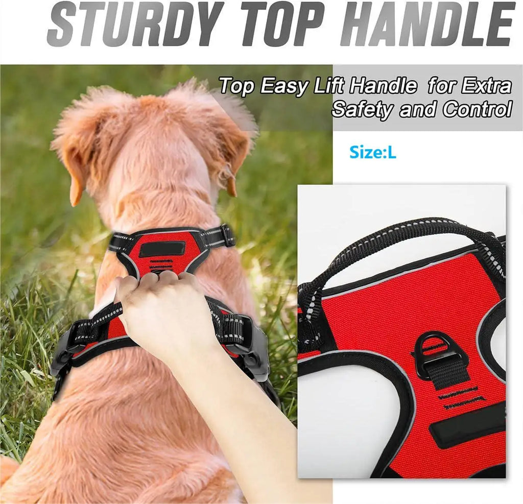 Harnais anti-traction réfléchissant avec poignée pour chien