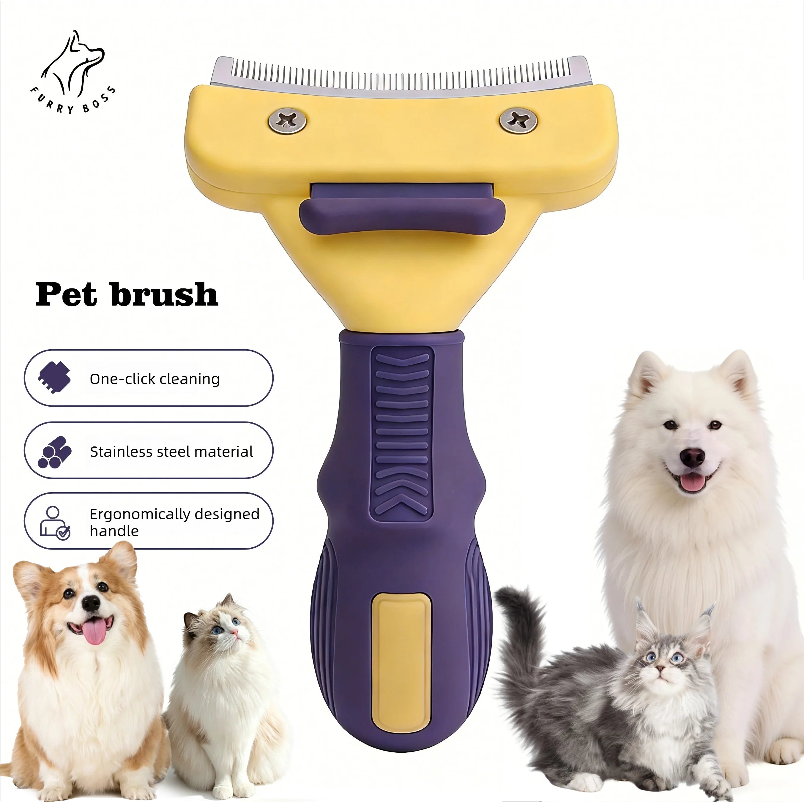 Peigne anti-mue pour chien et chat - Brosse de toilettage