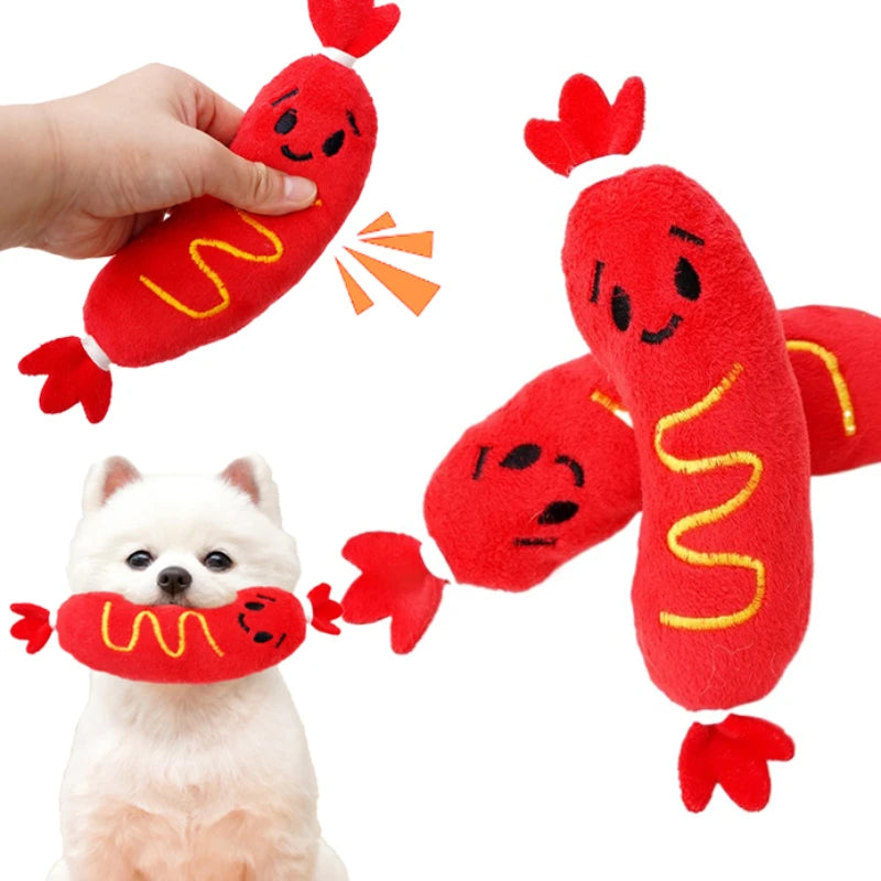 Jouet peluche sonore hot-dog pour chien