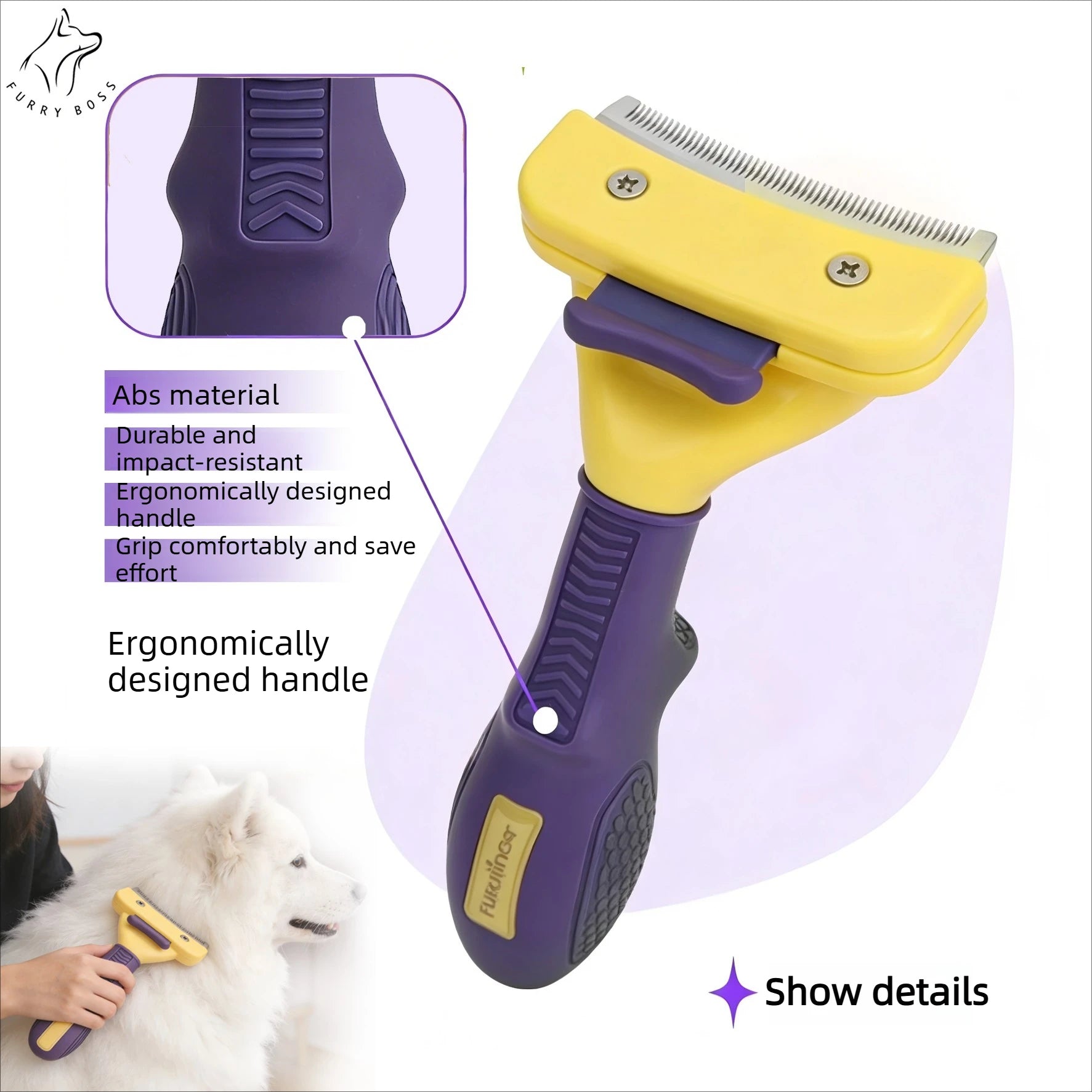 Peigne anti-mue pour chien et chat - Brosse de toilettage