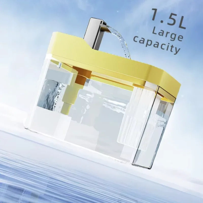Fontaine à eau filtrante pour chat - 1,5L transparente