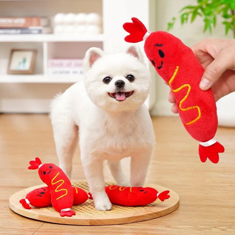 Jouet peluche sonore hot-dog pour chien