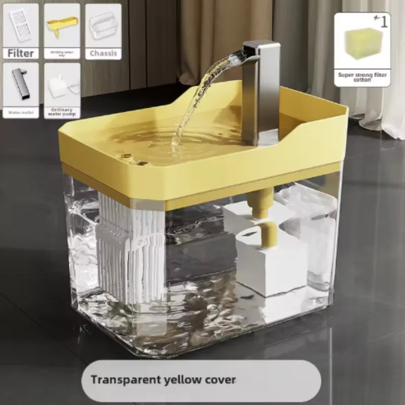 Fontaine à eau filtrante pour chat - 1,5L transparente