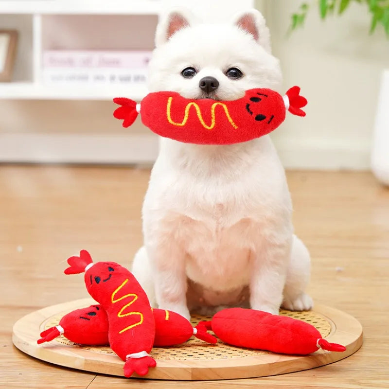 Jouet peluche sonore hot-dog pour chien