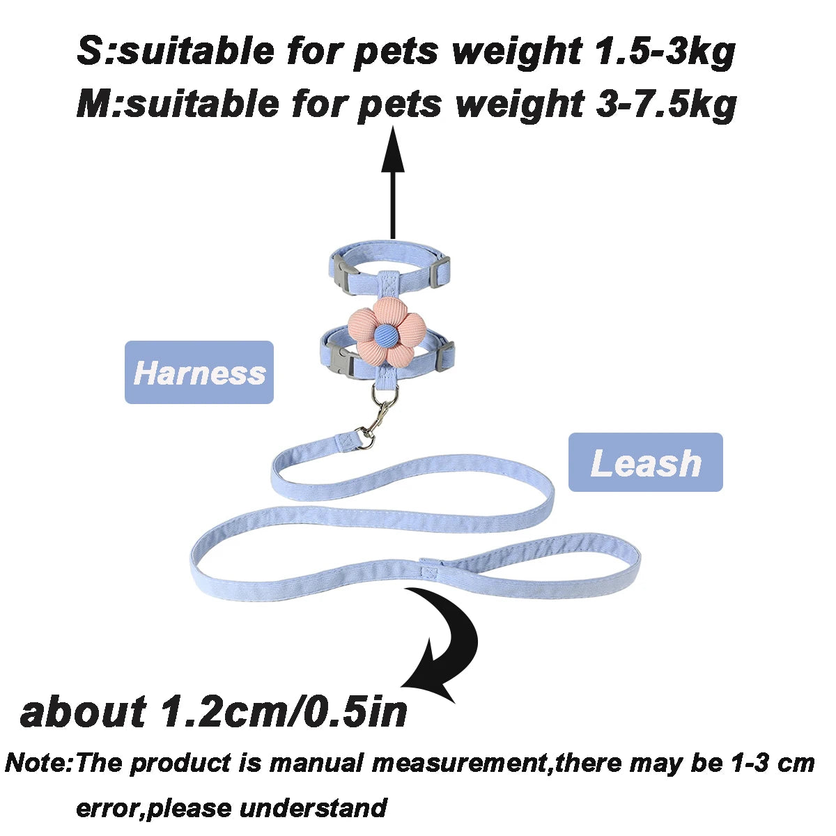 Ensemble harnais et laisse pour chat et petit chien